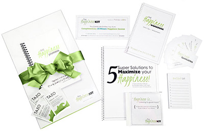 Includes: The special Edition Book, The Happiness Workbook, The Happiness Journal, The Daily Gratitude List, Happiness Quotable Cards, Happiness Music CD, Tazo Refresh Tea, Bonus 30 Minute Happiness Session