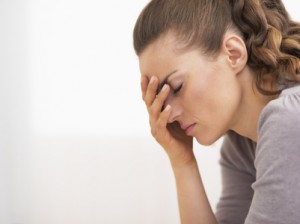 Portrait of stressed young woman